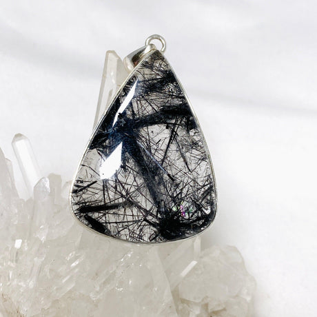 Tourmalinated Quartz Teardrop Pendant in a Hammered Setting KPGJ4395 - Nature's Magick