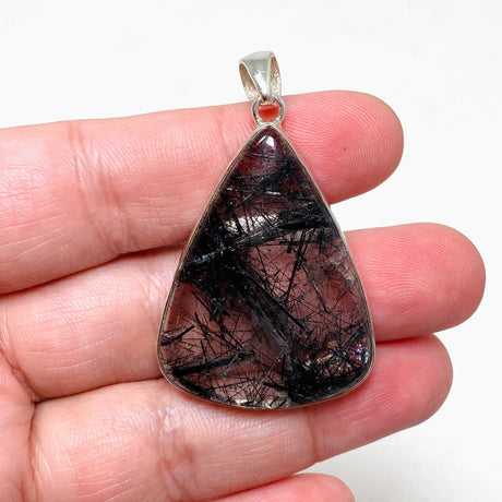 Tourmalinated Quartz Teardrop Pendant in a Hammered Setting KPGJ4395 - Nature's Magick