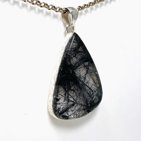 Tourmalinated Quartz Teardrop Pendant in a Hammered Setting KPGJ4395 - Nature's Magick