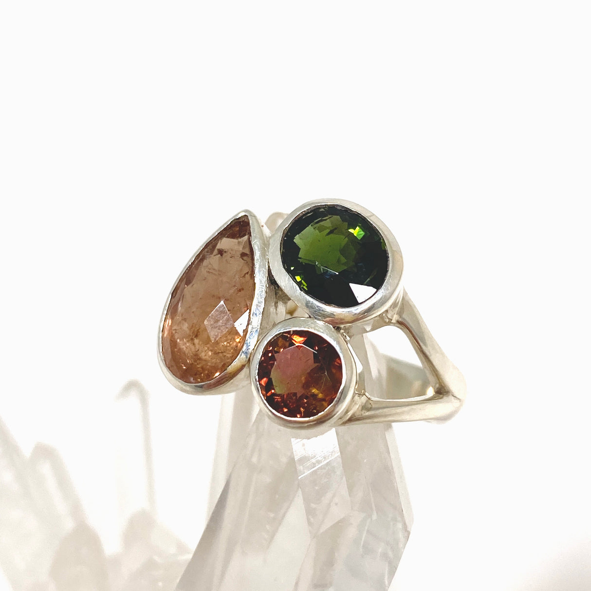 Tourmaline Faceted Multi-stone Ring Size 7 PRGJ545