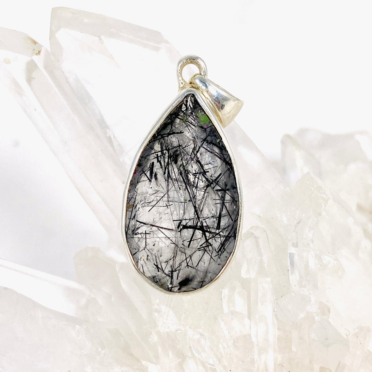 Tourmaline in Quartz faceted teardrop pendant KPGJ3656 - Nature's Magick