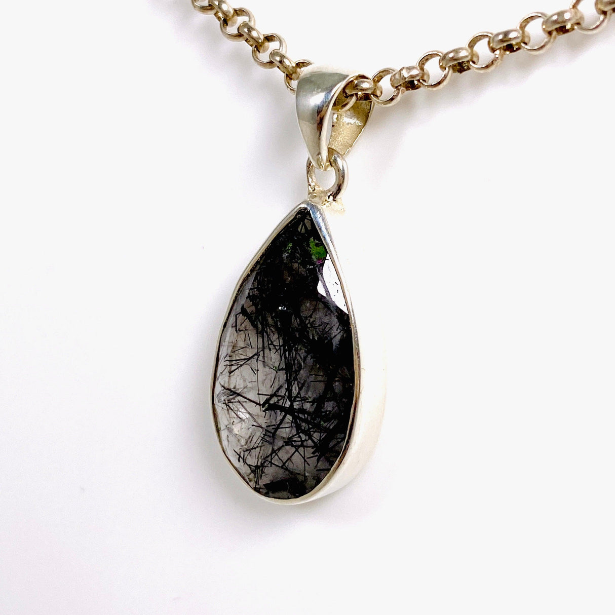 Tourmaline in Quartz faceted teardrop pendant KPGJ3656 - Nature's Magick