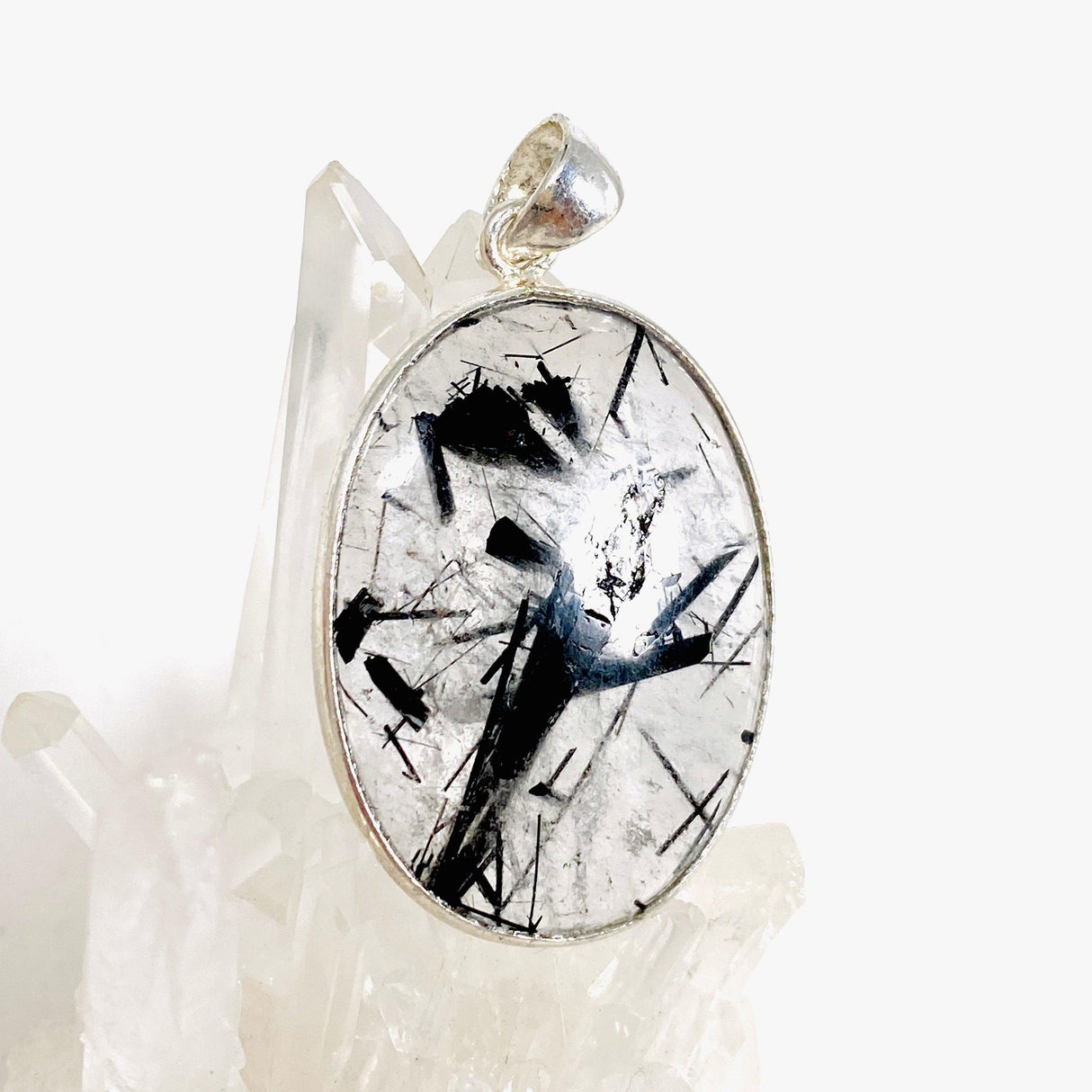 Tourmaline in Quartz oval pendant KPGJ3664 - Nature's Magick