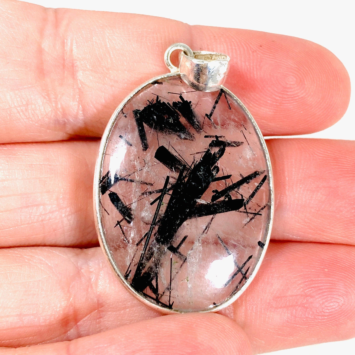 Tourmaline in Quartz oval pendant KPGJ3664 - Nature's Magick