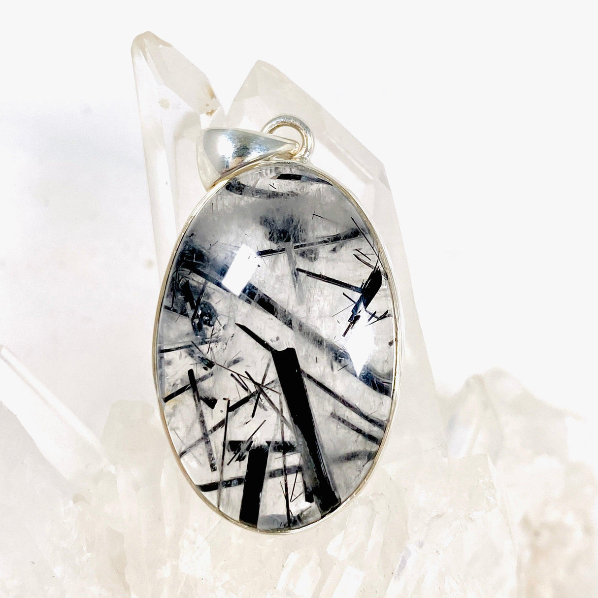 Tourmaline in Quartz oval pendant KPGJ3665 - Nature's Magick