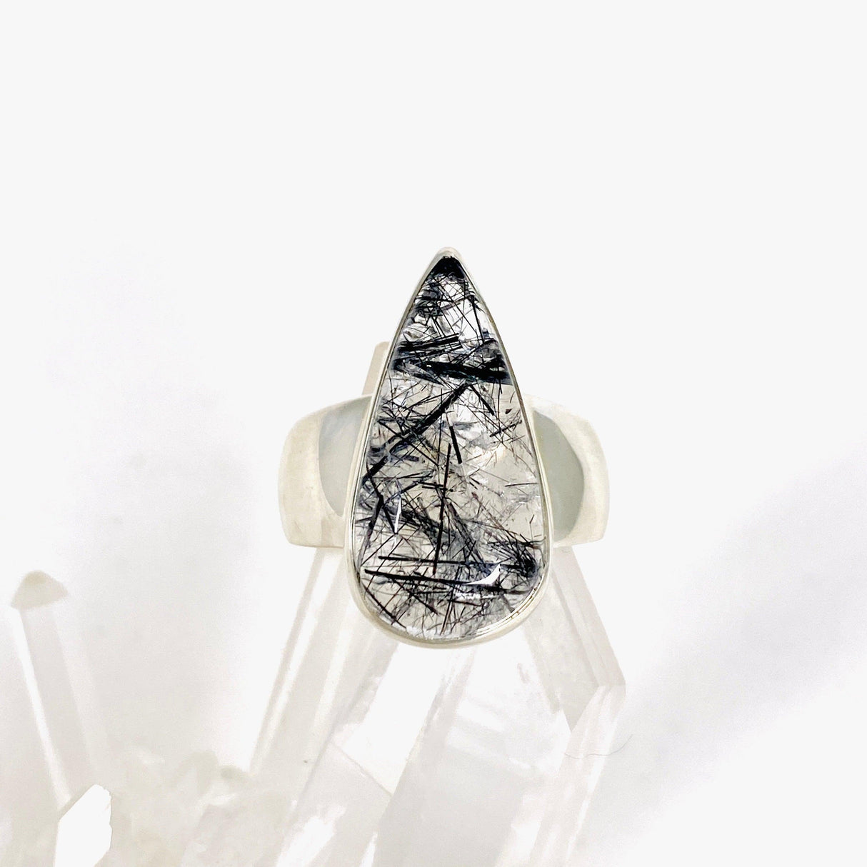 Tourmaline in Quartz teardrop ring s.7 KRGJ2855 - Nature's Magick