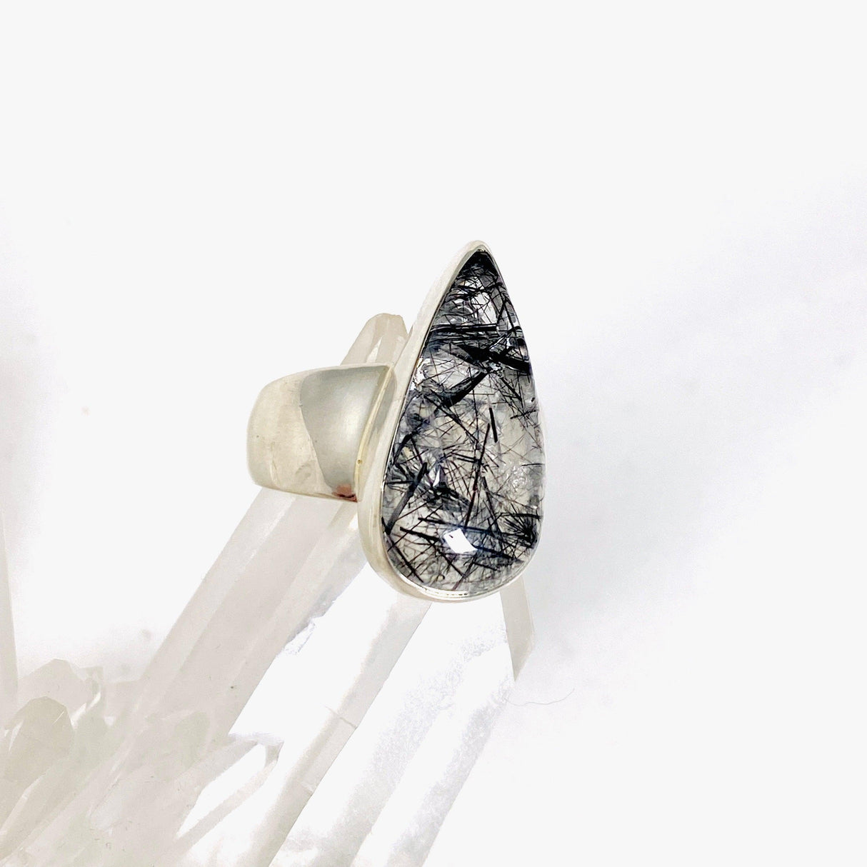 Tourmaline in Quartz teardrop ring s.7 KRGJ2855 - Nature's Magick