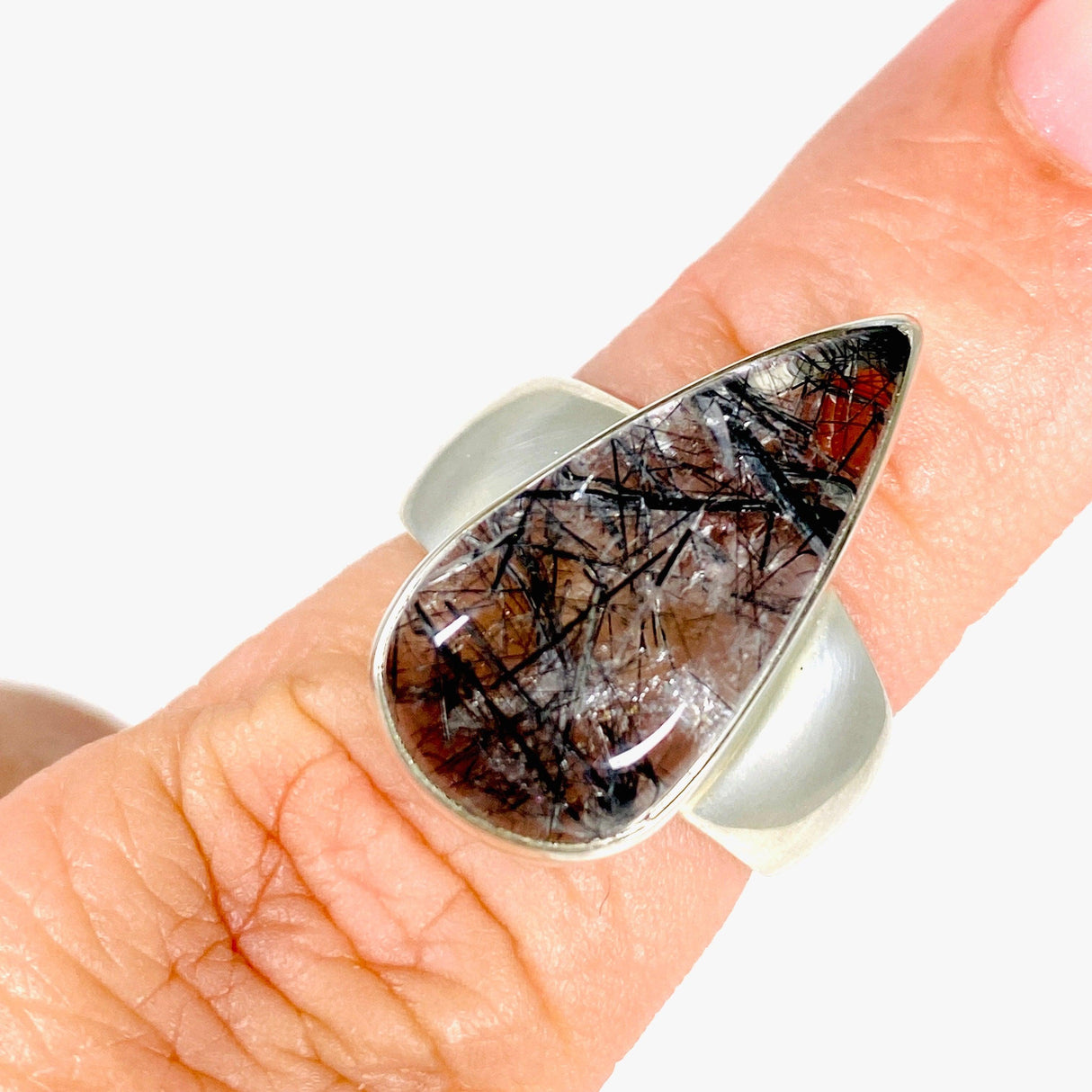 Tourmaline in Quartz teardrop ring s.7 KRGJ2855 - Nature's Magick