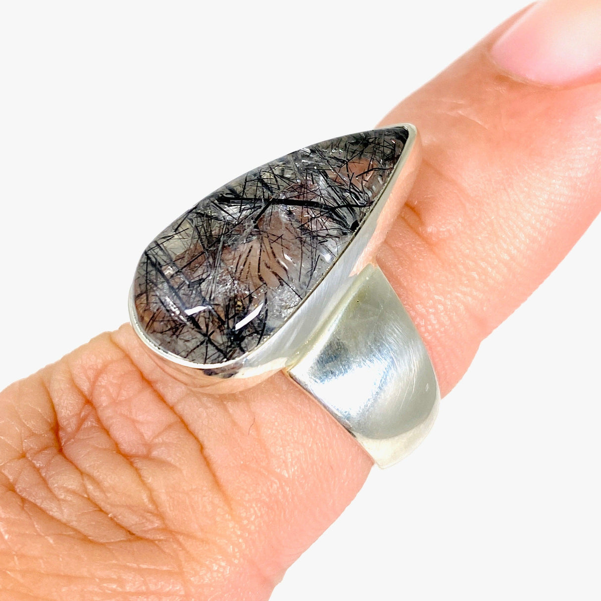 Tourmaline in Quartz teardrop ring s.7 KRGJ2855 - Nature's Magick