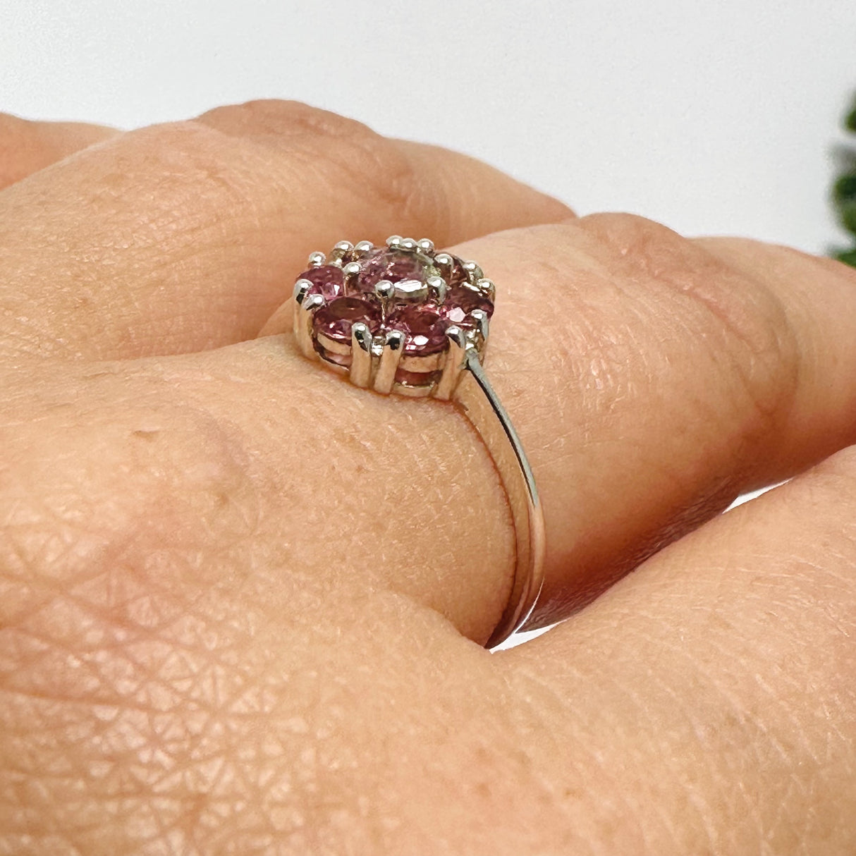 Pink Tourmaline Faceted Flower Ring PRGJ540