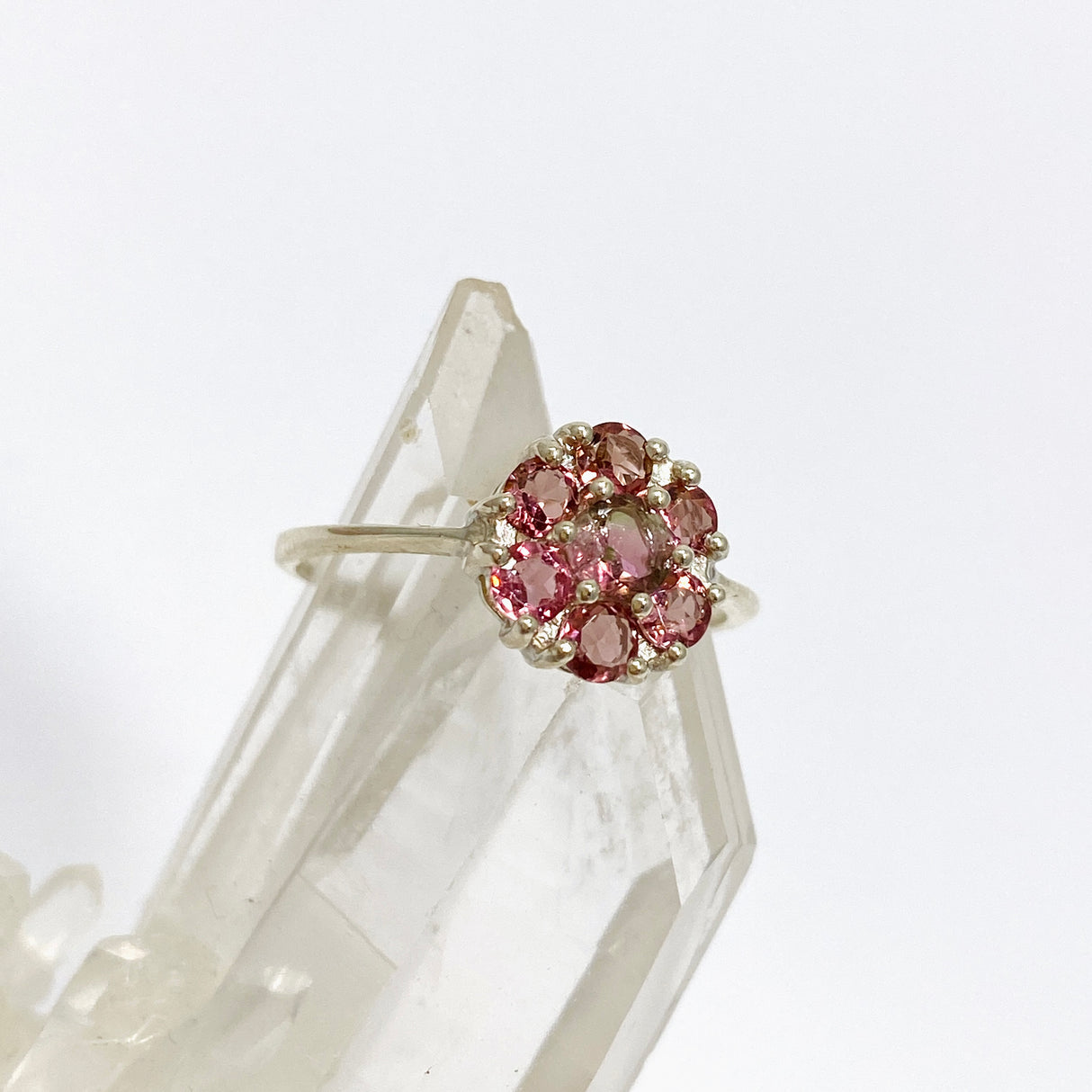 Pink Tourmaline Faceted Flower Ring PRGJ540