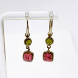 Tourmaline Rectangular Cabochon Multi-stone Earrings PEGJ251