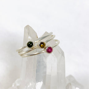 Tourmaline Round Fine Band Ring Set of 3 PRG361 - Nature's Magick
