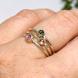 Tourmaline Round Fine Band Ring Set of 3 PRG361