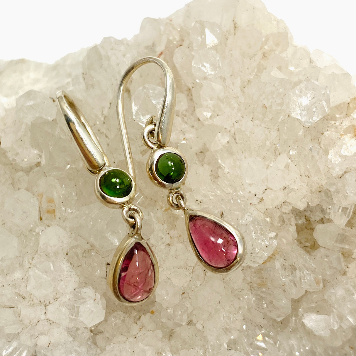 Tourmaline Teardrop Cabochon Multi-stone Earrings PEGJ252