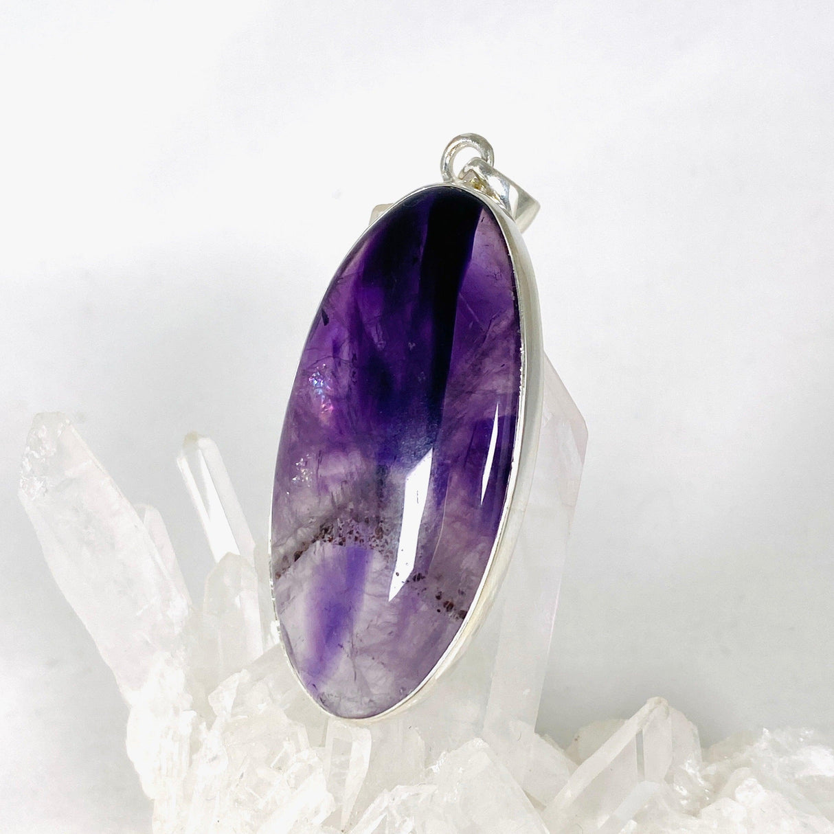 Trapiche Amethyst with inclusions oval pendant KPGJ3958 - Nature's Magick