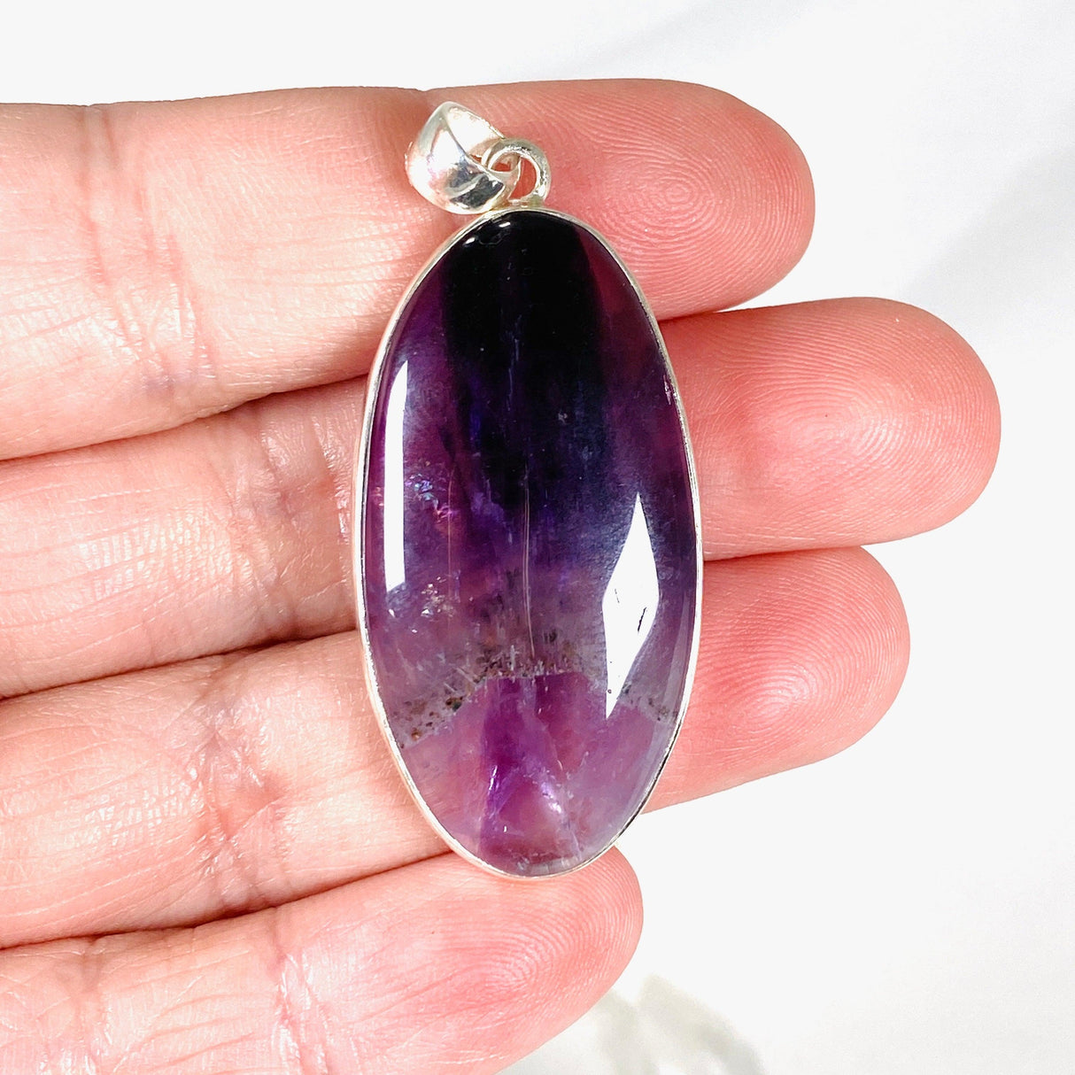 Trapiche Amethyst with inclusions oval pendant KPGJ3958 - Nature's Magick