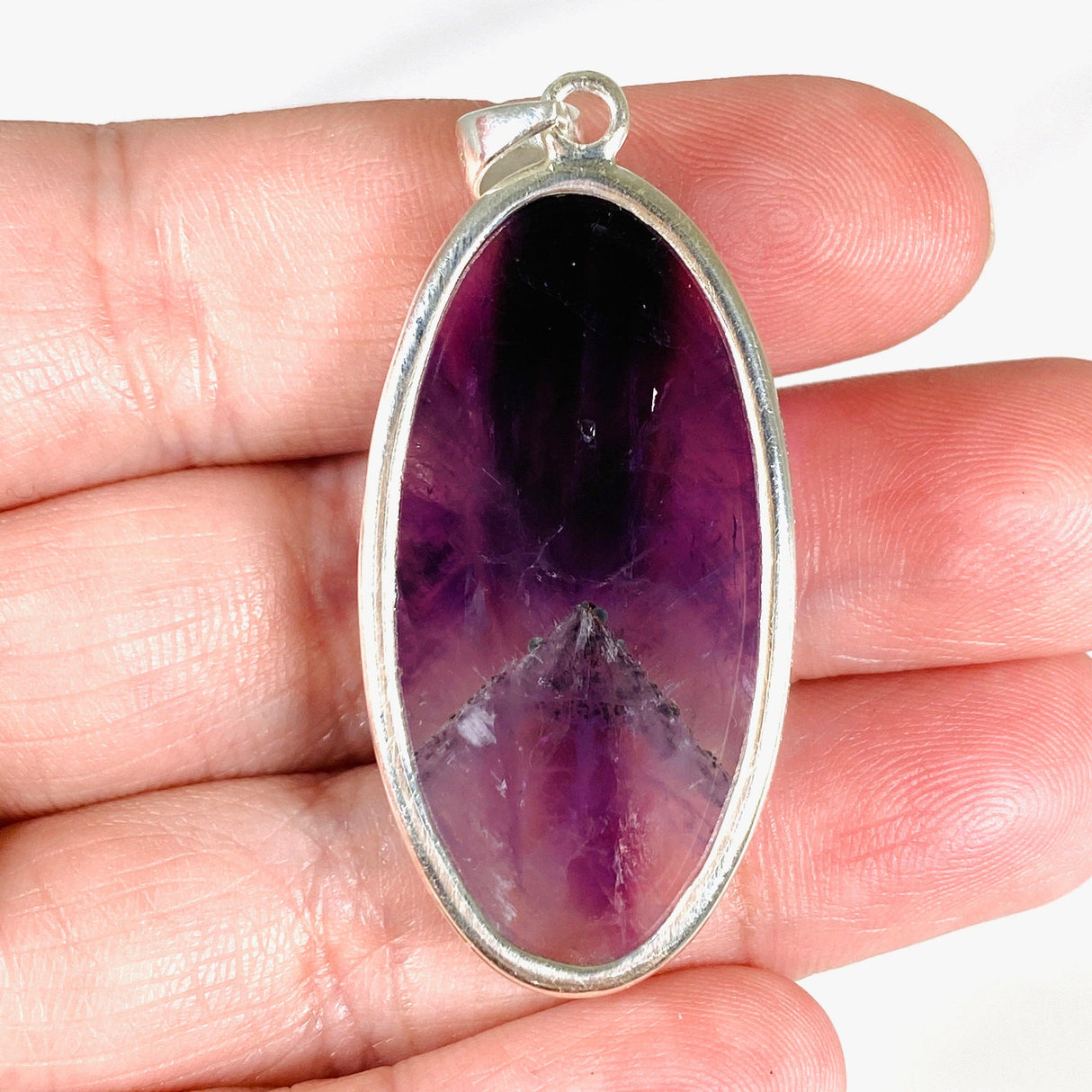 Trapiche Amethyst with inclusions oval pendant KPGJ3958 - Nature's Magick