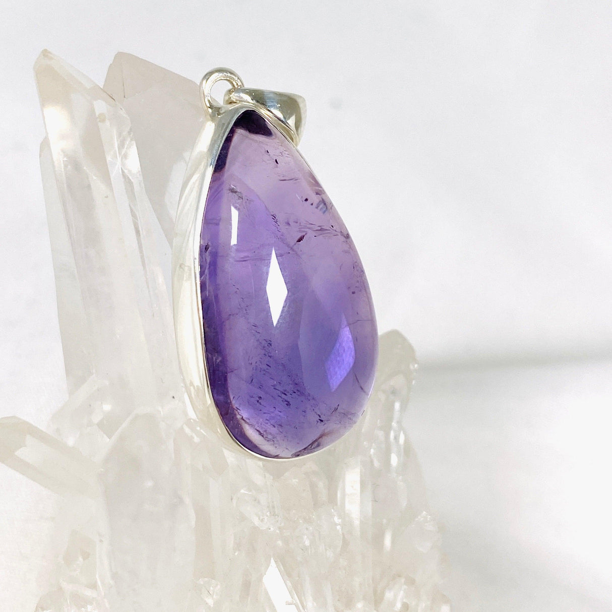 Trapiche Amethyst with inclusions teardrop pendant KPGJ3940 - Nature's Magick