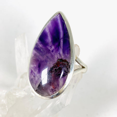 Trapiche Amethyst with inclusions teardrop ring s.9 KRGJ2959 - Nature's Magick