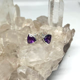 Triangular Faceted Gemstone Bezel Set Stud Earrings PSE015