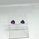 Triangular Faceted Gemstone Bezel Set Stud Earrings PSE015