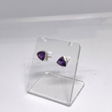 Triangular Faceted Gemstone Bezel Set Stud Earrings PSE015