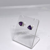 Triangular Faceted Gemstone Bezel Set Stud Earrings PSE015