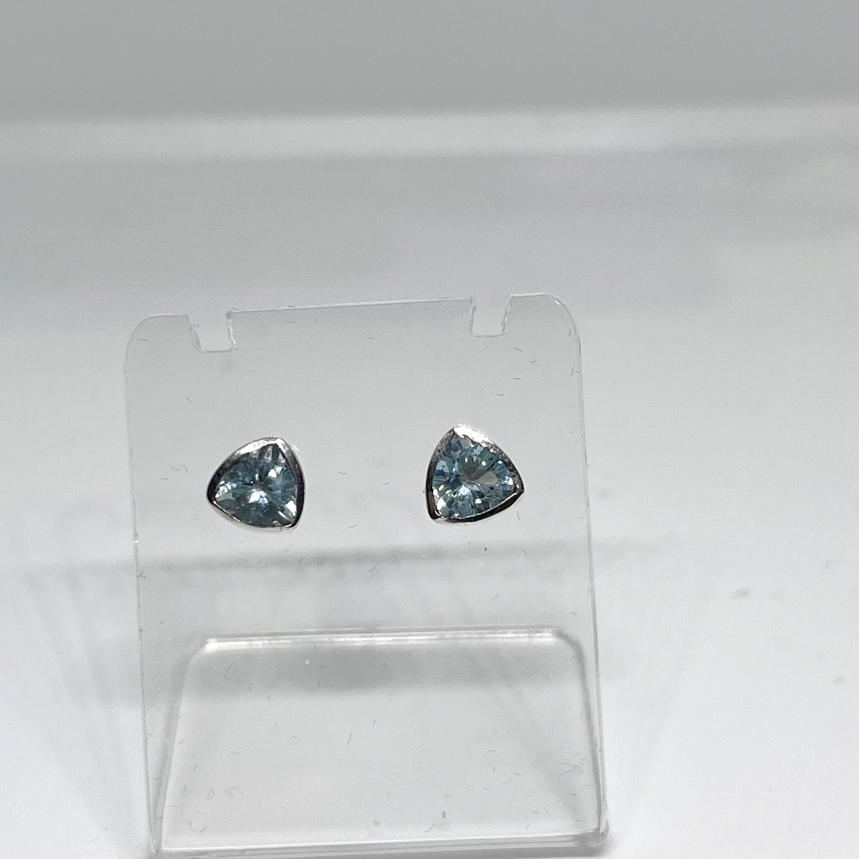 Triangular Faceted Gemstone Bezel Set Stud Earrings PSE015