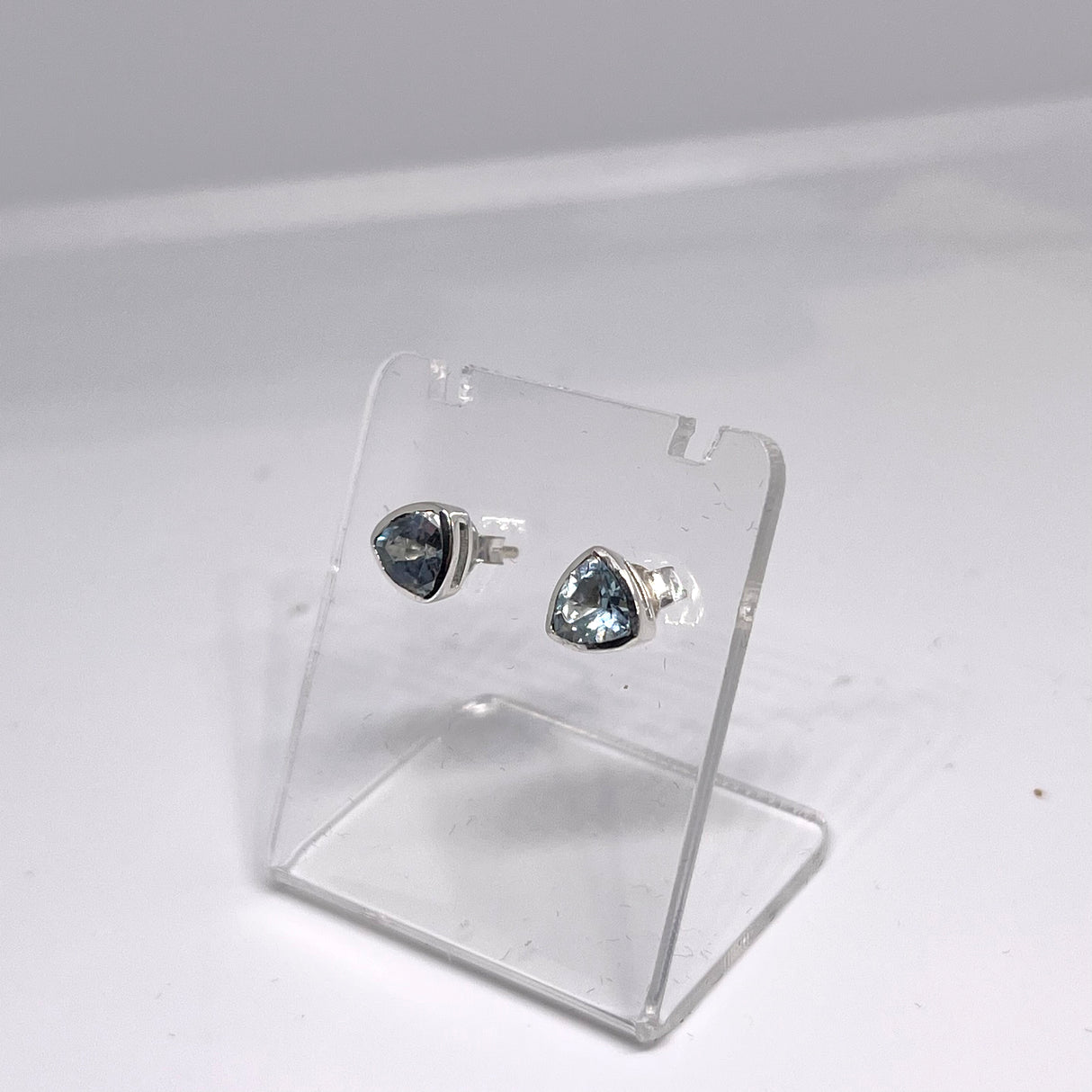 Triangular Faceted Gemstone Bezel Set Stud Earrings PSE015