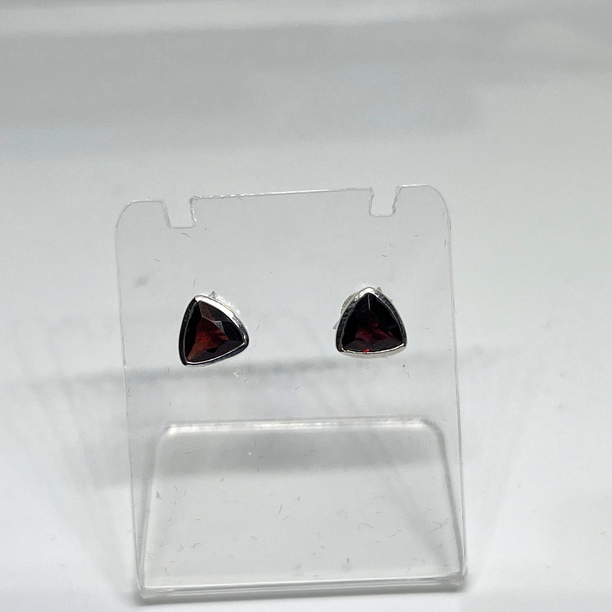 Triangular Faceted Gemstone Bezel Set Stud Earrings PSE015