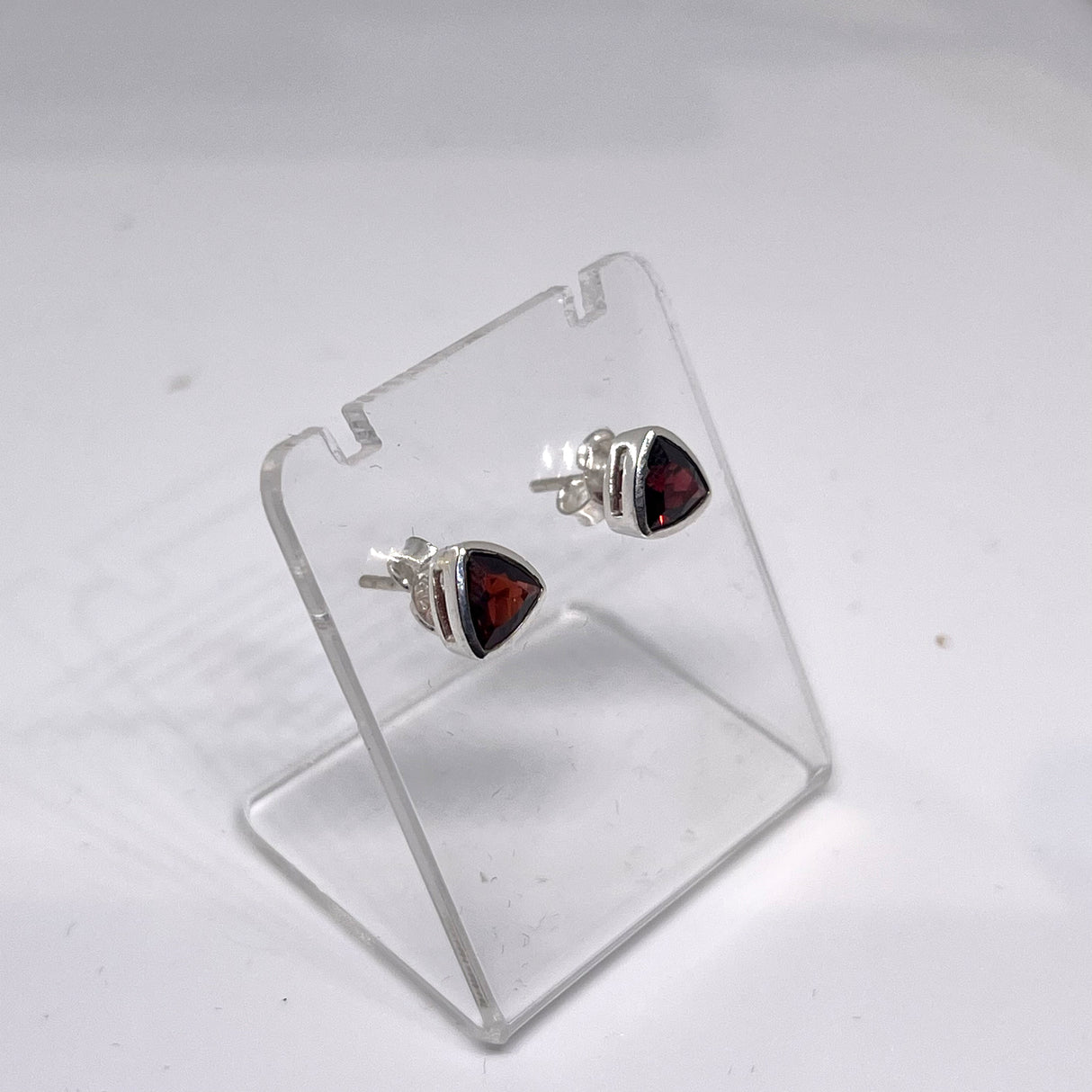 Triangular Faceted Gemstone Bezel Set Stud Earrings PSE015