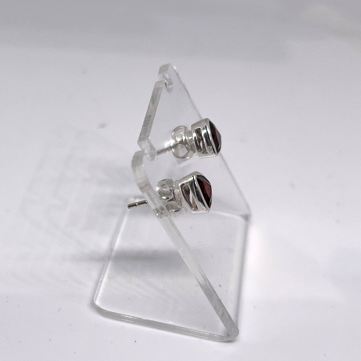 Triangular Faceted Gemstone Bezel Set Stud Earrings PSE015