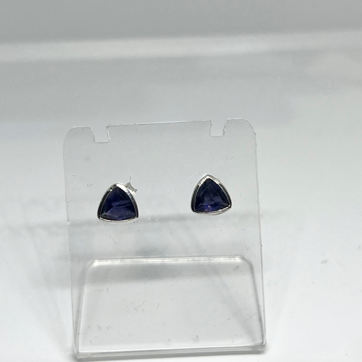 Triangular Faceted Gemstone Bezel Set Stud Earrings PSE015