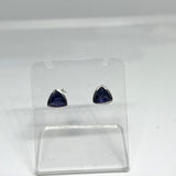 Triangular Faceted Gemstone Bezel Set Stud Earrings PSE015