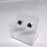 Triangular Faceted Gemstone Bezel Set Stud Earrings PSE015