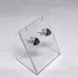 Triangular Faceted Gemstone Bezel Set Stud Earrings PSE015