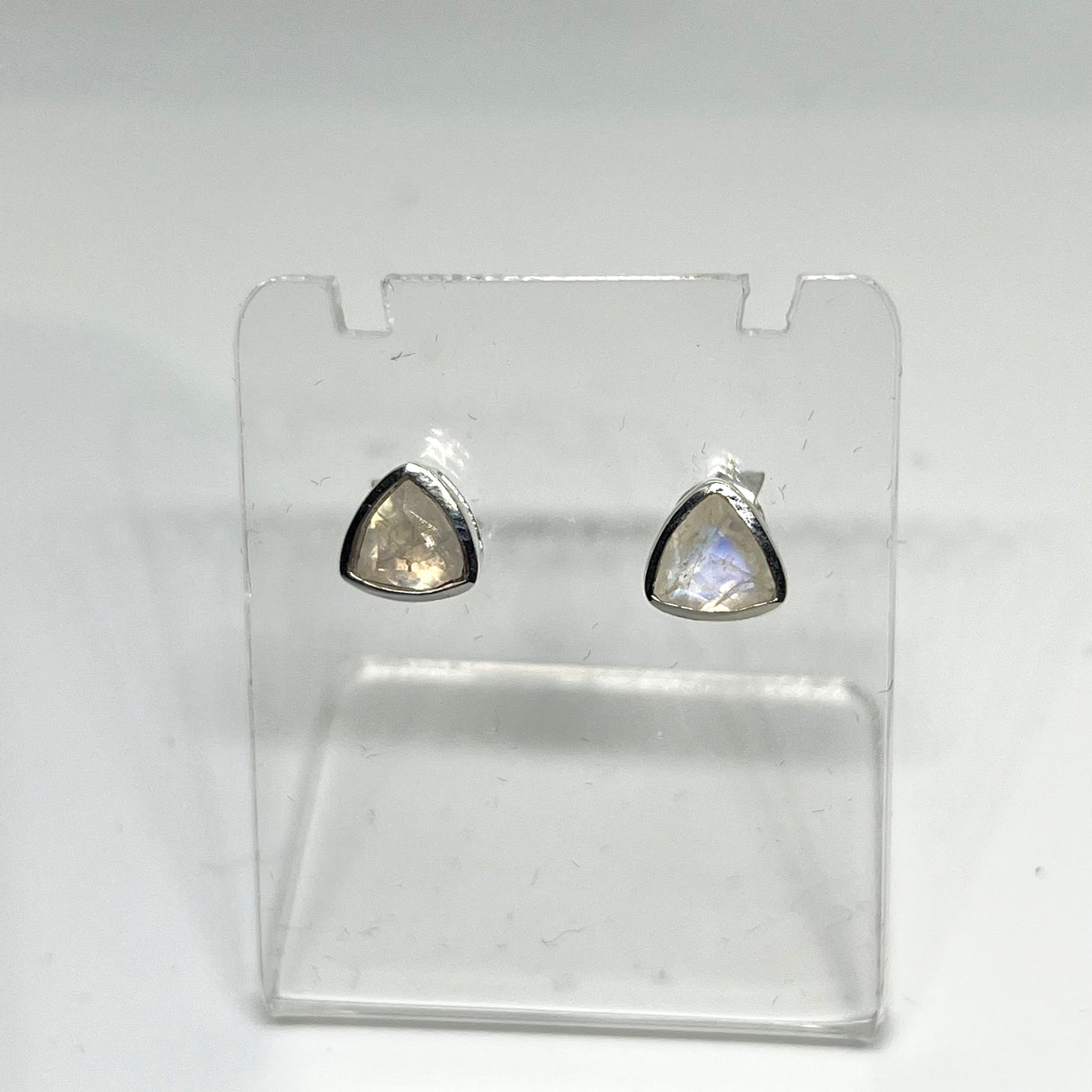 Triangular Faceted Gemstone Bezel Set Stud Earrings PSE015