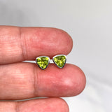 Triangular Faceted Gemstone Bezel Set Stud Earrings PSE015