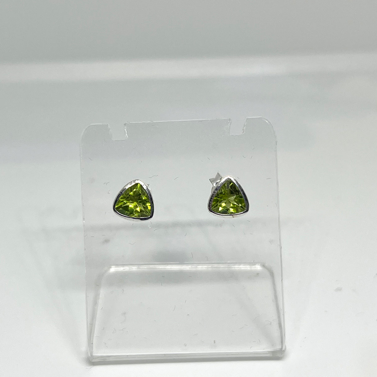 Triangular Faceted Gemstone Bezel Set Stud Earrings PSE015