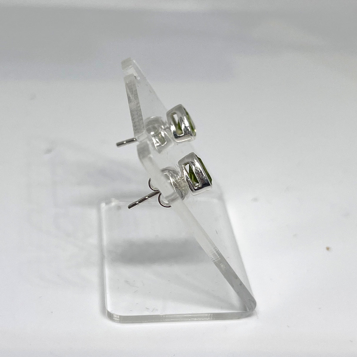 Triangular Faceted Gemstone Bezel Set Stud Earrings PSE015