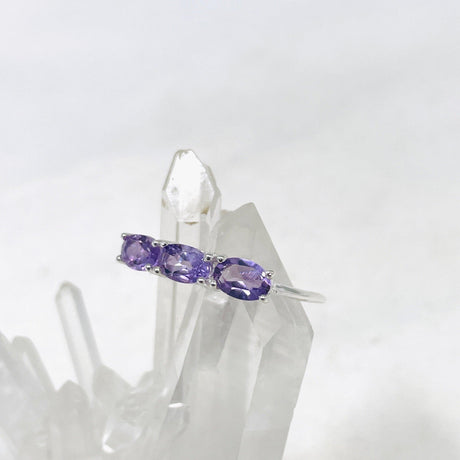 Triple Stone Faceted Ring Amethyst R4226 - Nature's Magick