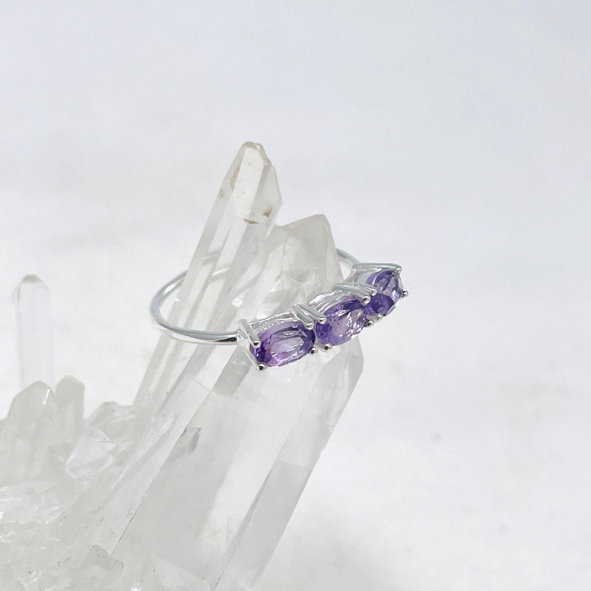 Triple Stone Faceted Ring Amethyst R4226 - Nature's Magick