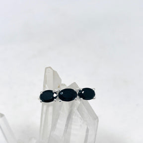 Triple Stone Faceted Ring Black Onyx R4226 - Nature's Magick