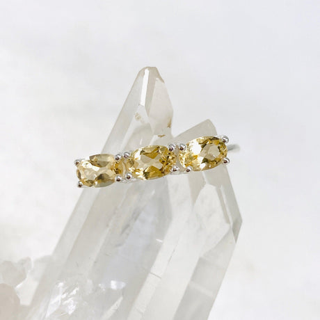 Triple Stone Faceted Ring Citrine R4226 - Nature's Magick