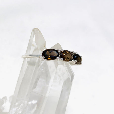 Triple Stone Faceted Ring Smokey Quartz R4226 - Nature's Magick