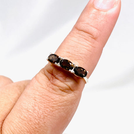 Triple Stone Faceted Ring Smokey Quartz R4226 - Nature's Magick