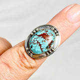 Turquoise oval cabochon ring with detailed setting s.6.5 KRGJ169 - Nature's Magick