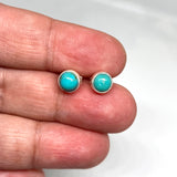 Turquoise Round Cabochon Bezel Set Stud Earrings 5.5mm PSE025