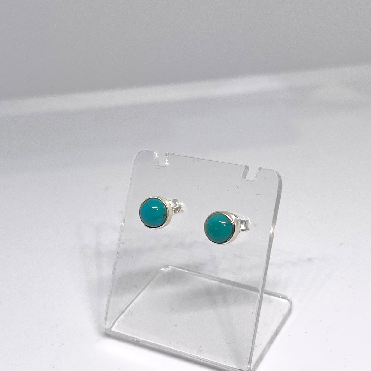 Turquoise Round Cabochon Bezel Set Stud Earrings 5.5mm PSE025